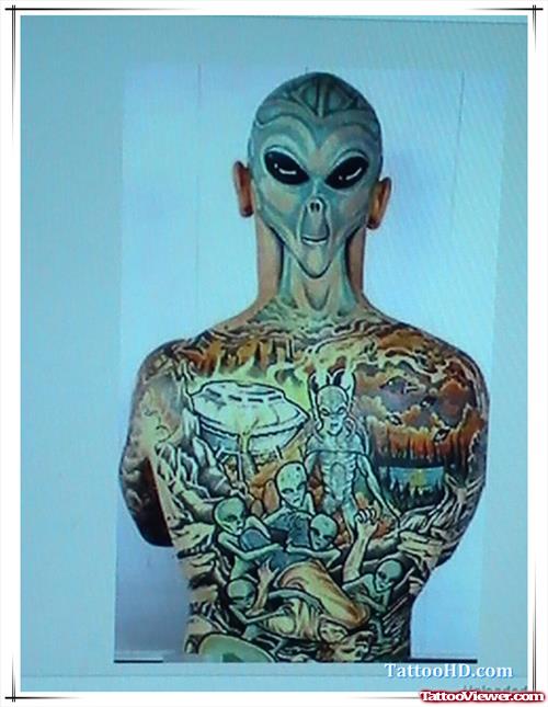 Best Alien Tattoo On Man Full Back