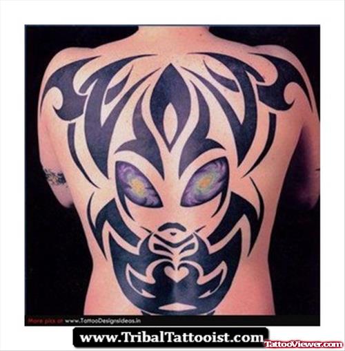 Tribal Alien Tattoo On Back Body