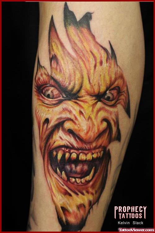 Horror Alien Face Tattoo
