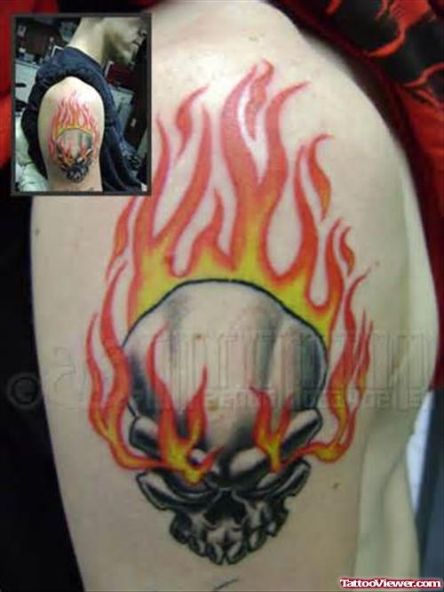 Flaming Alien Skull Tattoo