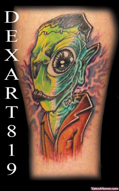 Colored Ink Alien Tattoo