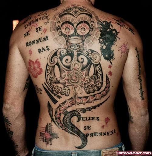 Back Body Alien Tattoo For Men