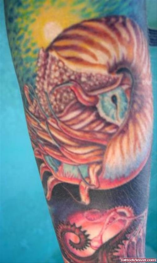 Alien Shell Color Ink Tattoo