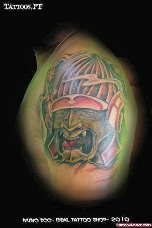 Man Left Shoulder Alien Tattoo For Men