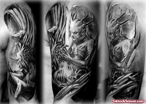 Grey Ink Ugly Alien Tattoo Design