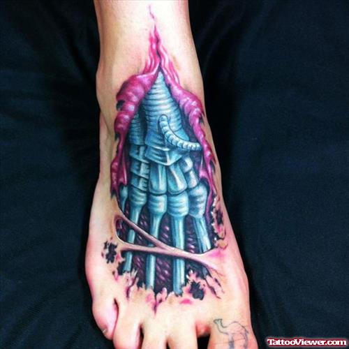 Color Ink Alien Foot Tattoo