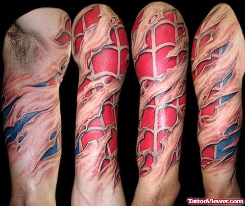 Riiped Skin Alien Flesh Color Ink Tattoo