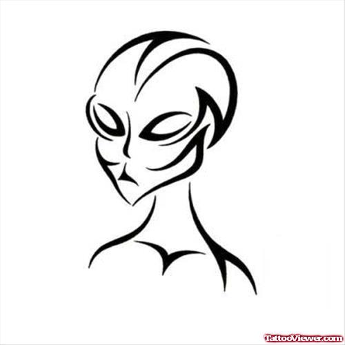 Tribal Outline Alien Head Tattoo