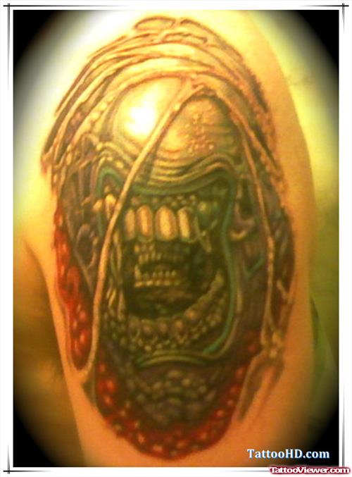 Left Shoulder Alien Tattoo