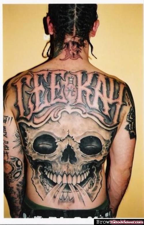 Lee Kay Alien Skull Tattoo On Back
