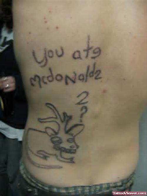 Funny Alien Tattoo On Back
