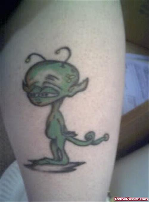 Awesome Green Ink Alien Tattoo