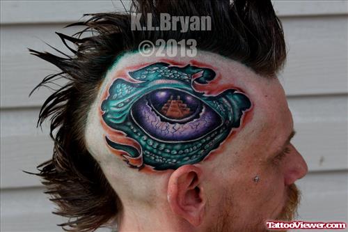 Alien Eye Tattoo On Man Head