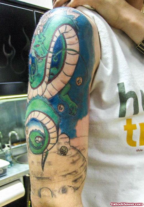 Color Ink Half Sleeve Alien Tattoo