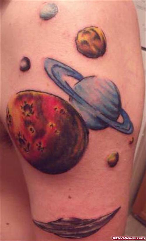 Alien Space Color Ink Tattoo