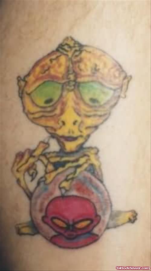 Alien Tattoo Design On Arm