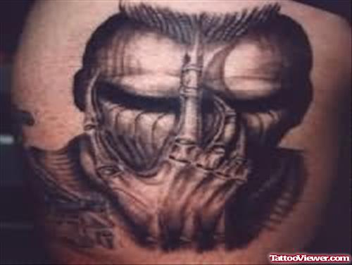 Alien Closeup Face Tattoo