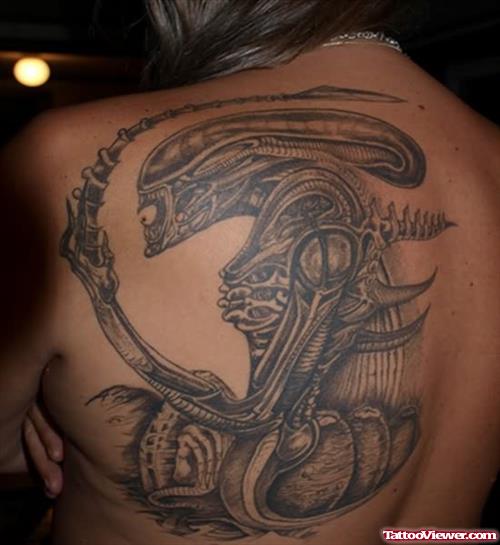 Danderous ALien Tattoo On Back