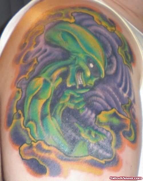 Green Alien Tattoo Design
