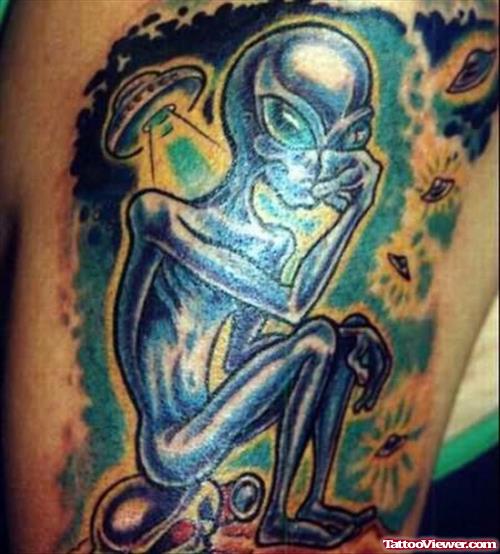 Sad Alien Tattoo