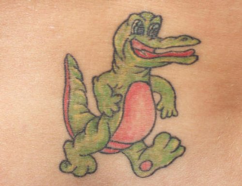 Walking Green Alligator Tattoo