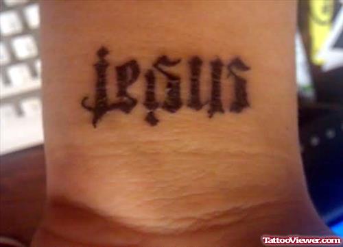 Jesus Ambigram Tattoo On Wrist