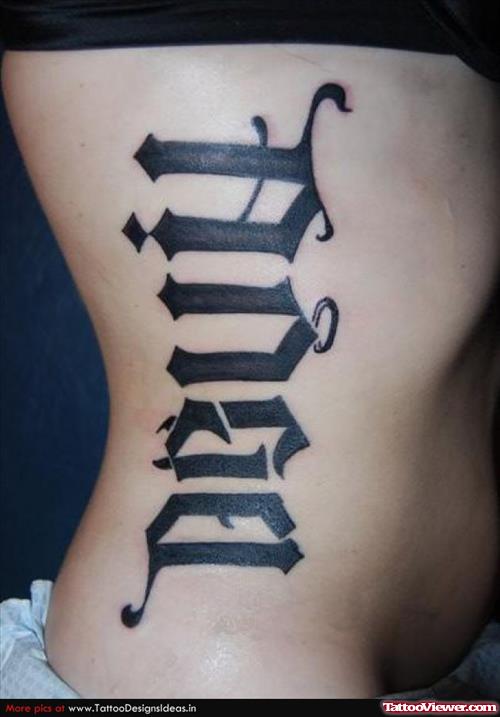 Devil Angel Ambigram Tattoo On Side Rib