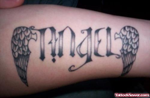 Winged Angel Ambigram Tattoo