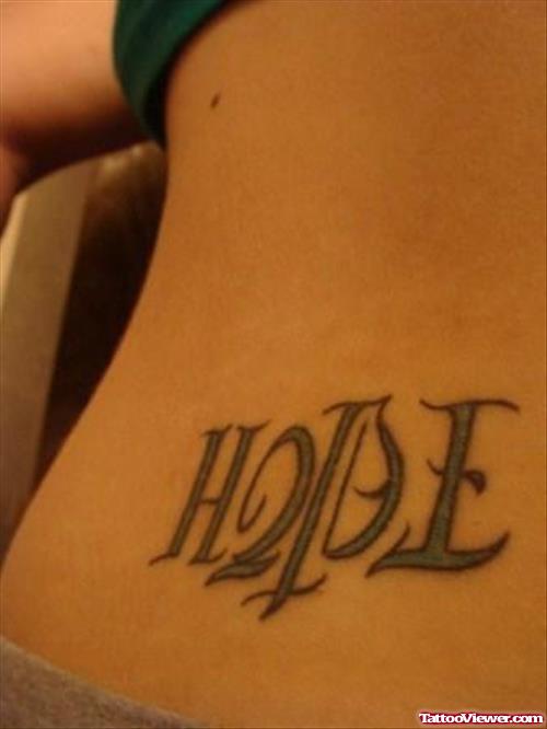 Hope Ambigram Tattoo On Lowerback For GIrls