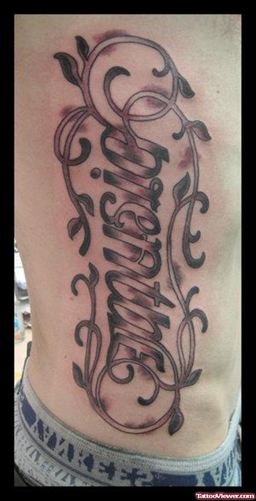 Breathe Ambigram Side Rib Tattoo