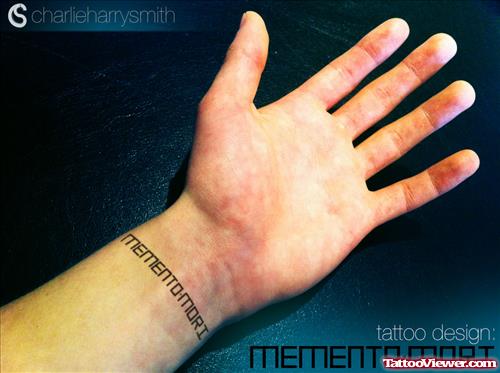 Mementomori Ambigram Tattoo on Wrists