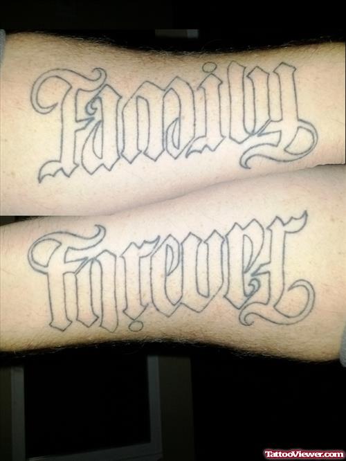 Family Forever Ambigram Tattoos