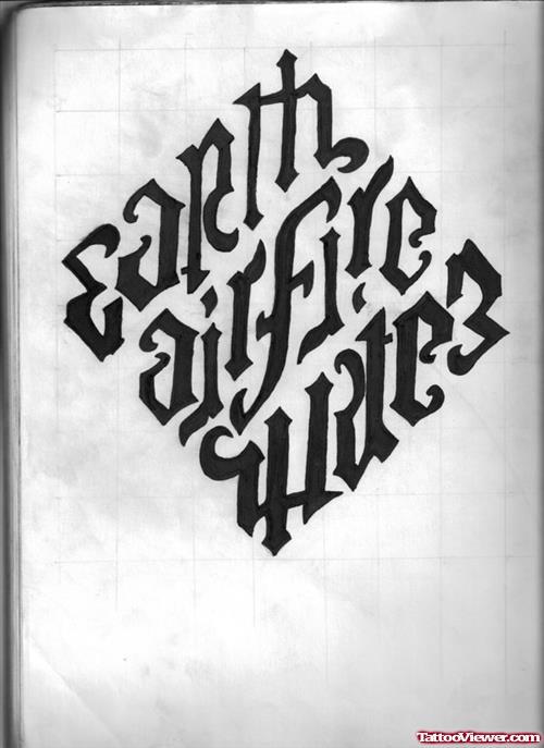 Earth Airfire Ambigram Tattoo Design
