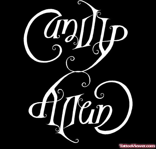 Candy Allen Ambigram Tattoo Design