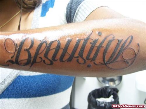 Beautiful Ambigram Tattoo On Left Arm
