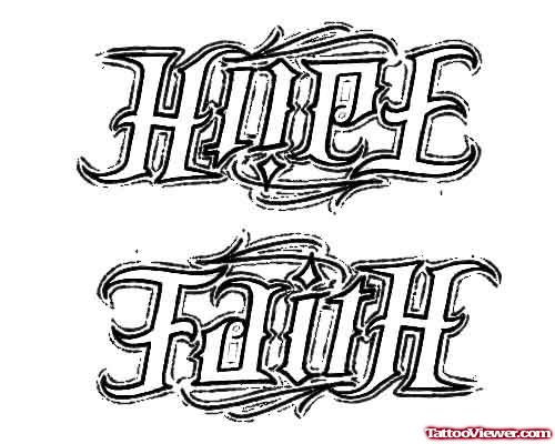 Hope Faith Ambigram Tattoo Designs
