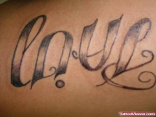 Grey Ink Ambigram Tattoo