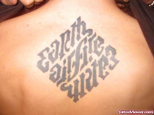 Ambigram Earth Airfire Water Tattoo On Back