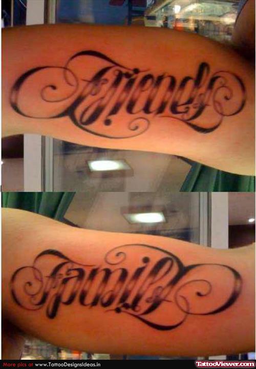 Friends Family Ambigram Tattoo