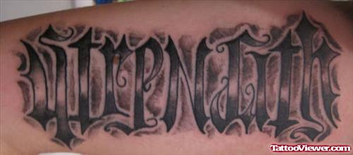 Best Grey Ink Strength Ambigram Tattoo