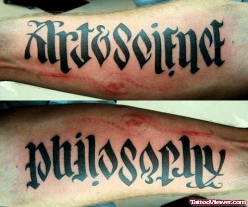 Attractive Art&Science Philosophy Ambigram Tattoos