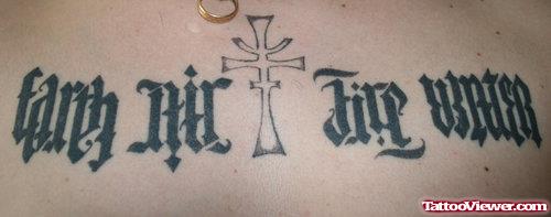 Earth Air Fire Water Ambigram Tattoo On Lowerback