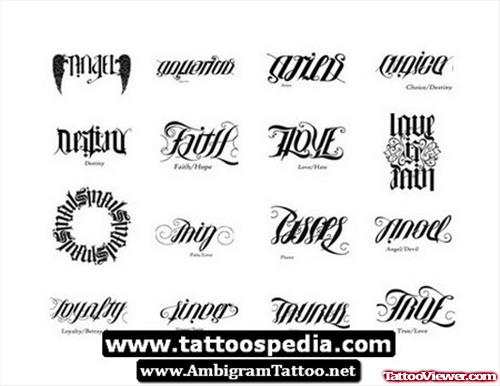 Ambigram Words Tattoo Designs For Men