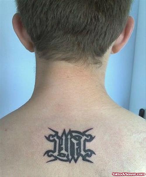 Ambigram Life Tattoo On Upperback