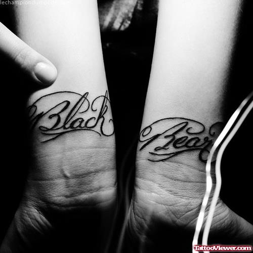 Black Bear Ambigram Tattoos On Wrists