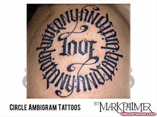 Ambigram Circle Tattoos On Shoulder