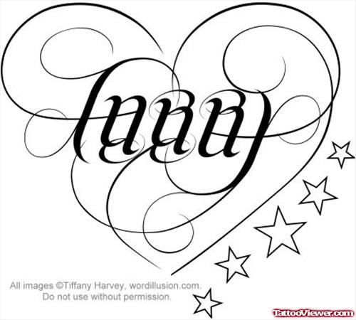 Ambigram And Stars Tattoos Design