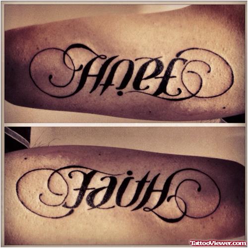 Amazing Hope Faith Ambigram Tattoo