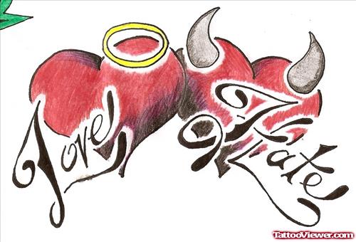 Love Hate Ambigram Tattoos Design