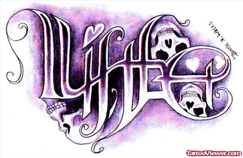 Death Life Ambigram Tattoo Design